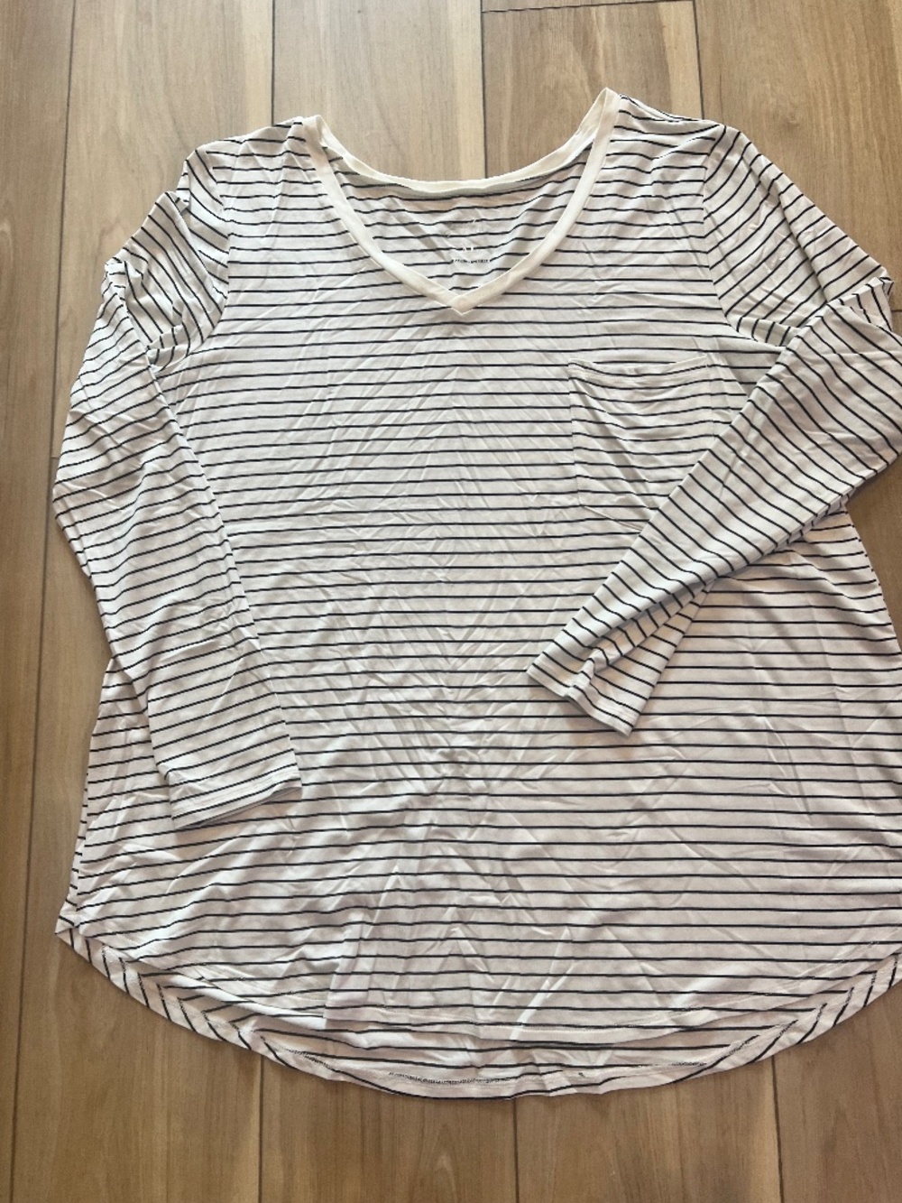 NWOT Grace & Lace Perfect Pocket Tee Long Sleeve Striped Top Size XL
